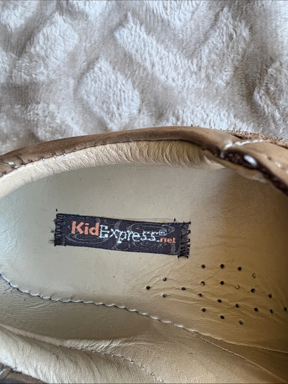 Kid Express Tan Buckle Nubuck Kids Dress Shoes